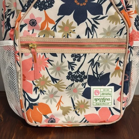 Spartina 449 Floral Backpack - Navy, Coral, Olive - Picture 2 of 10